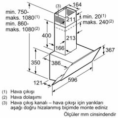 Bosch DWK65AD20R Beyaz Duvar Tipi Davlumbaz