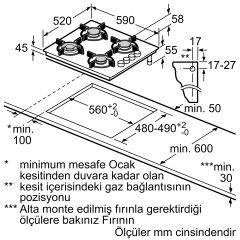 Bosch POP6C9O10O Doğalgazlı Gri Cam Ankastre Ocak